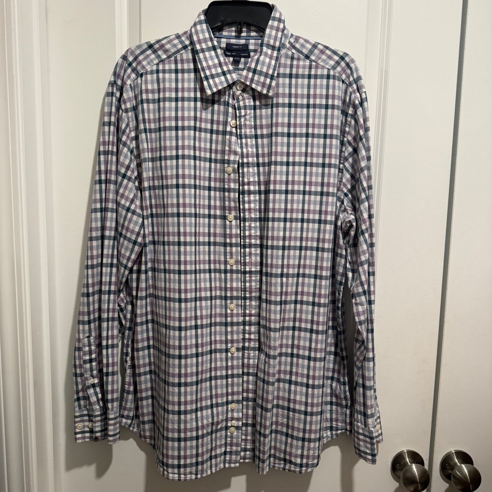 Gap Premium Mens XL Classic Fit Long Sleeve Plaid Button Down Shirt Cotton